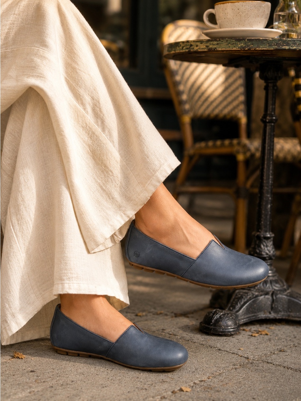 Born Slate Blue Leather Slip-On Loafers Flats Women's 10M New Without Tags